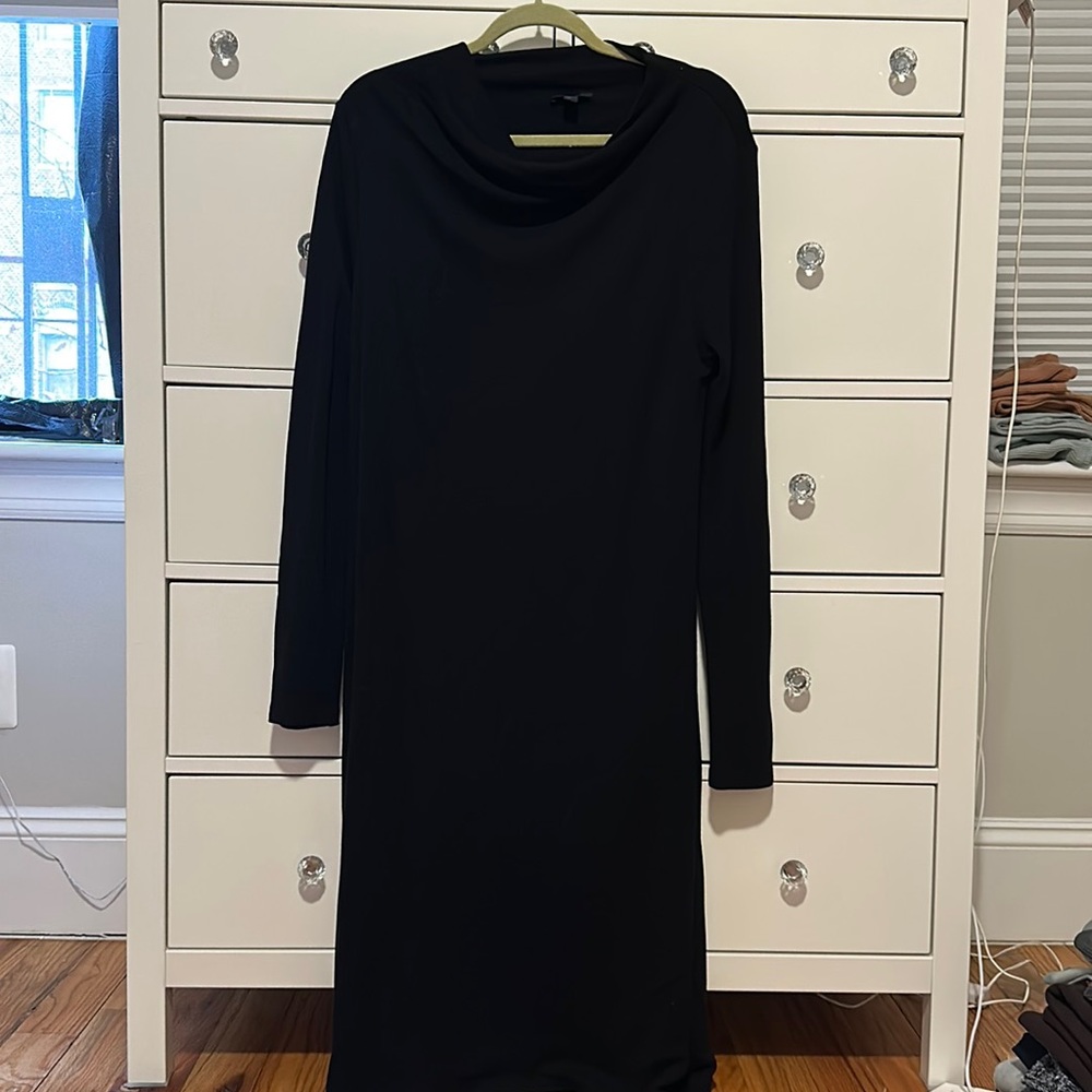 COS Black Long-Sleeve Midi Dress